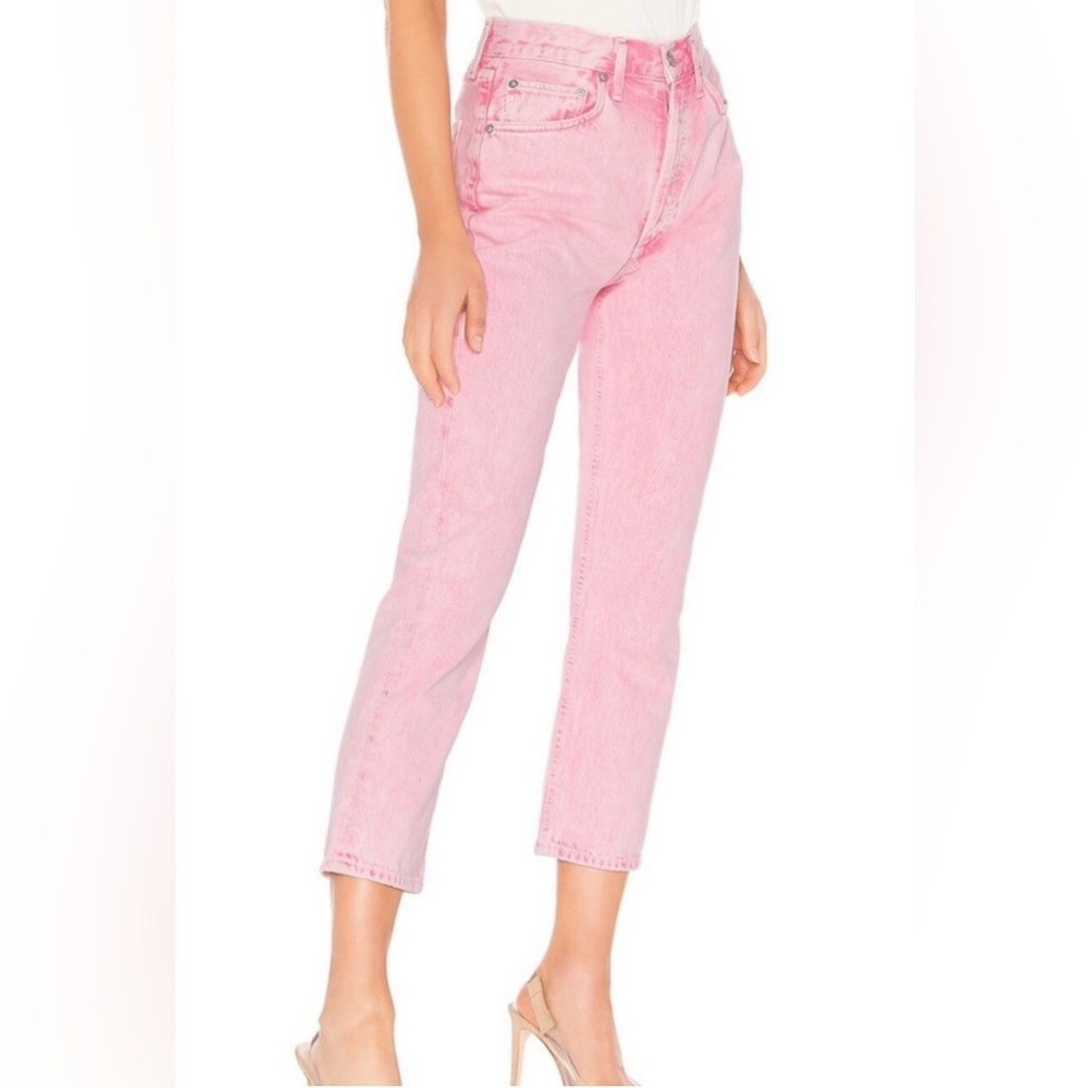 AGOLDE Riley High Rise Straight Crop Jeans (Color: Potion)
